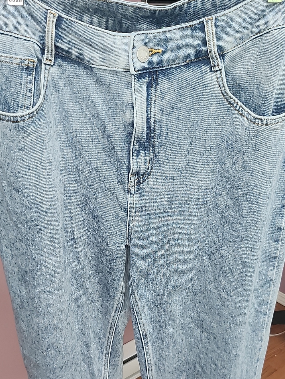 Halara Flex High Waisted Zipper Pockets Straight Leg Casual Jeans Blue Jasper
